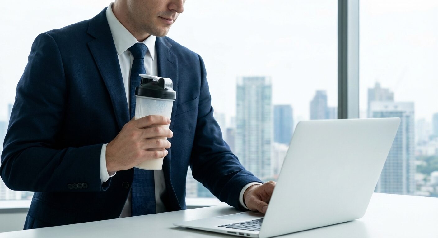オフィスでプロテインを活用する社会人