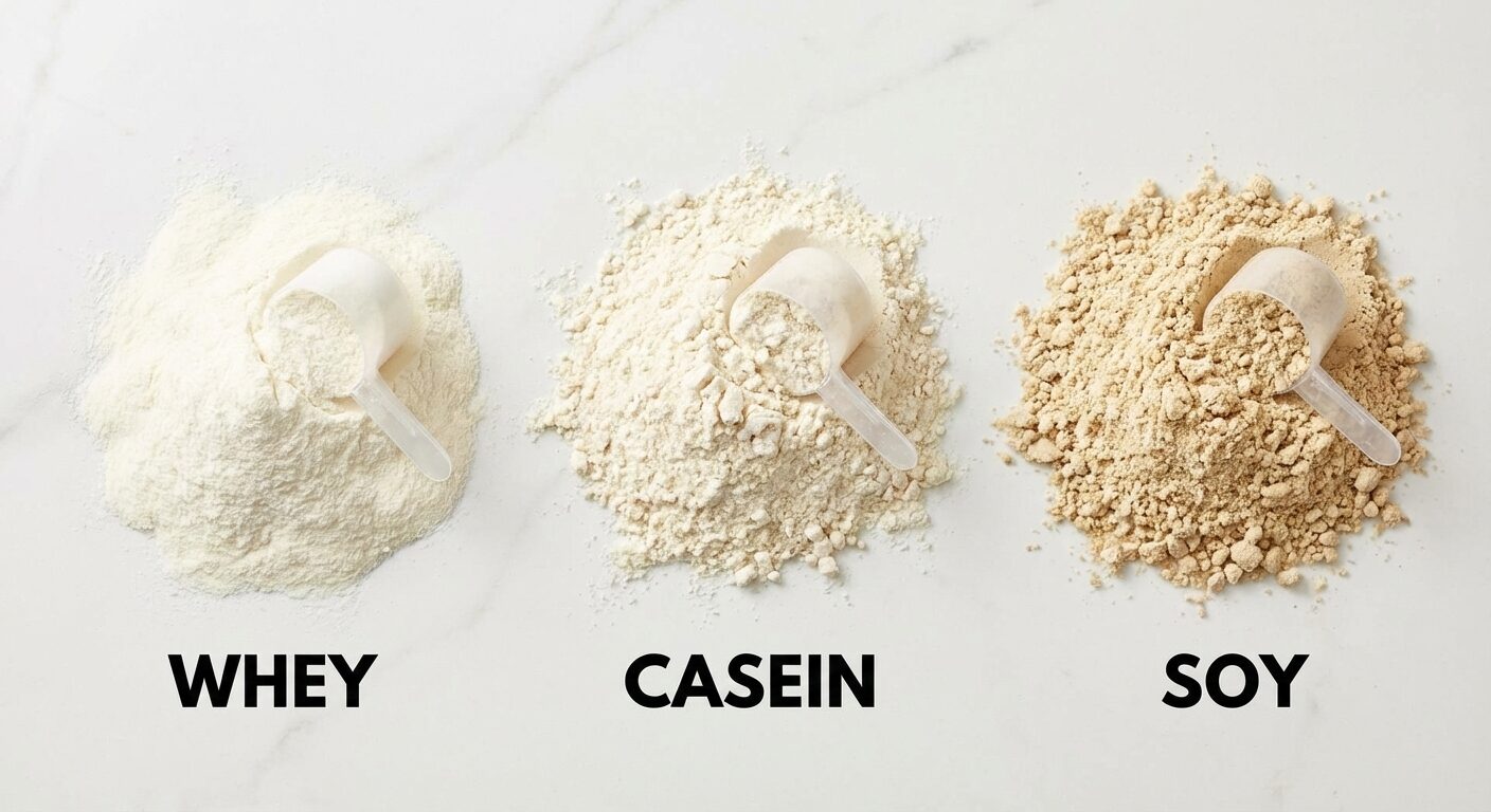 ホエイ・カゼイン・ソイプロテインの比較