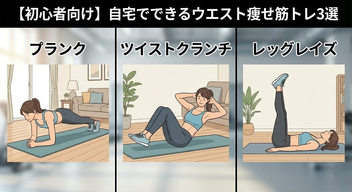 【初心者向け】自宅でできるウエスト痩せ筋トレ3選