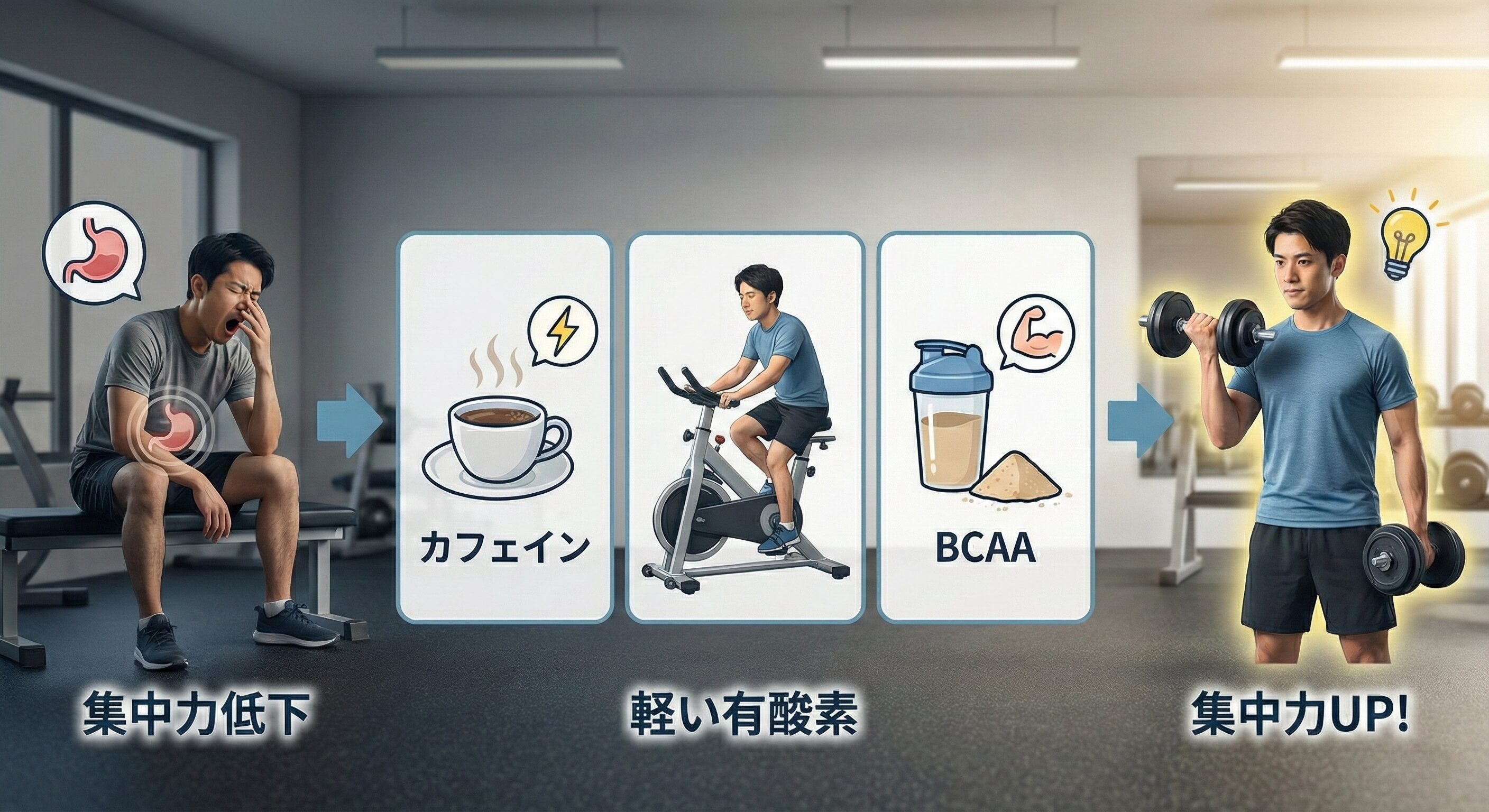 食後の筋トレで「集中力が続かない」を解決する3つの裏技